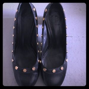Black with Gold Studs Tory Burch Heels
